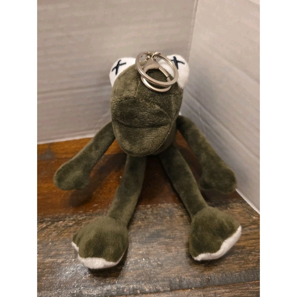 KAWS Style Frog Plush Keychain Black X Eyes Streetwear Bag Charm Hypebeast
